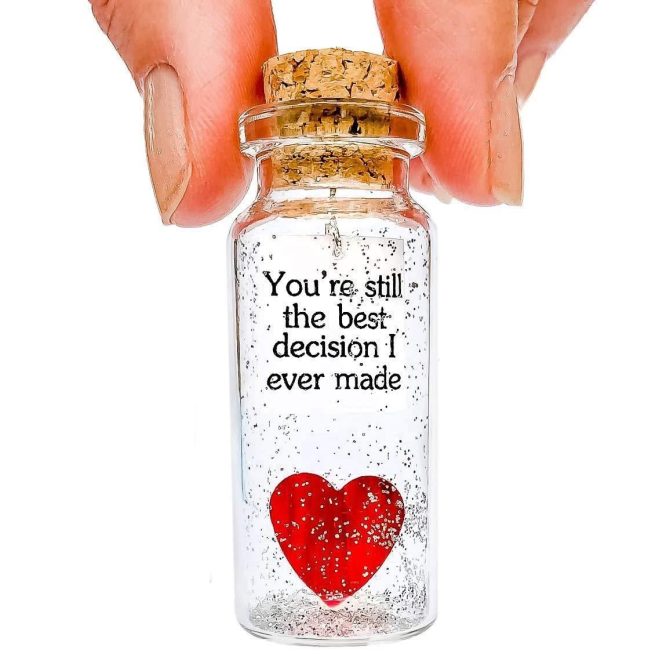 for Her & Him Romantic Present for Boyfriend Girlfriend Custom Message I Love You Gifts to Wife Husband Heart You're Still The Best Decision I Ever Made in a Bottle
