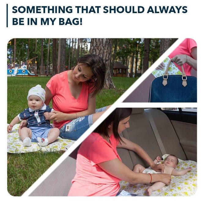 Baby Changing Mat 31.5 x 25.5 inch Waterproof Portable Travel Changing Pad Wipeable Liners with Reinforced Double Seams Change Diaper On The Go Foldable Large Baby Nappy Changer Mat - Image 5
