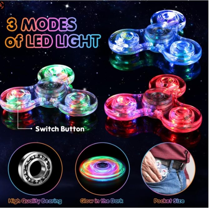 Gigilli 12 Packs Fidget Spinners for Kids Adults, Light up Party Favors for Kids 4-8-12 Goodie Bags Stuffers, ADHD Sensory Fidget Toys Bulk Glow in The Dark Party Supplies Fidgets for Classroom Prizes - Image 3
