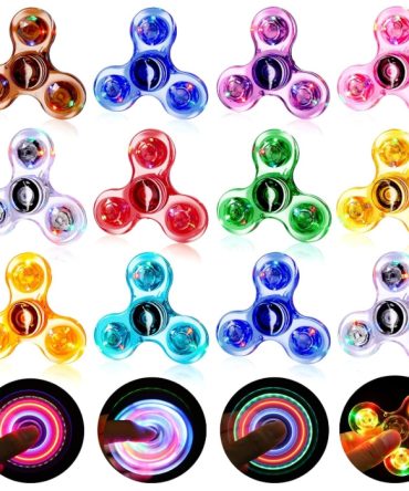 Gigilli 12 Packs Fidget Spinners for Kids Adults, Light up Party Favors for Kids 4-8-12 Goodie Bags Stuffers, ADHD Sensory Fidget Toys Bulk Glow in The Dark Party Supplies Fidgets for Classroom Prizes