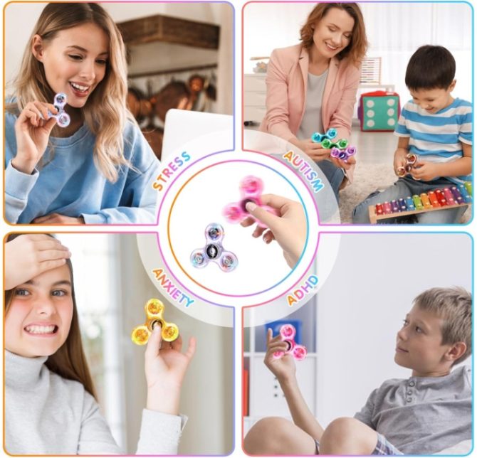 Gigilli 12 Packs Fidget Spinners for Kids Adults, Light up Party Favors for Kids 4-8-12 Goodie Bags Stuffers, ADHD Sensory Fidget Toys Bulk Glow in The Dark Party Supplies Fidgets for Classroom Prizes - Image 6