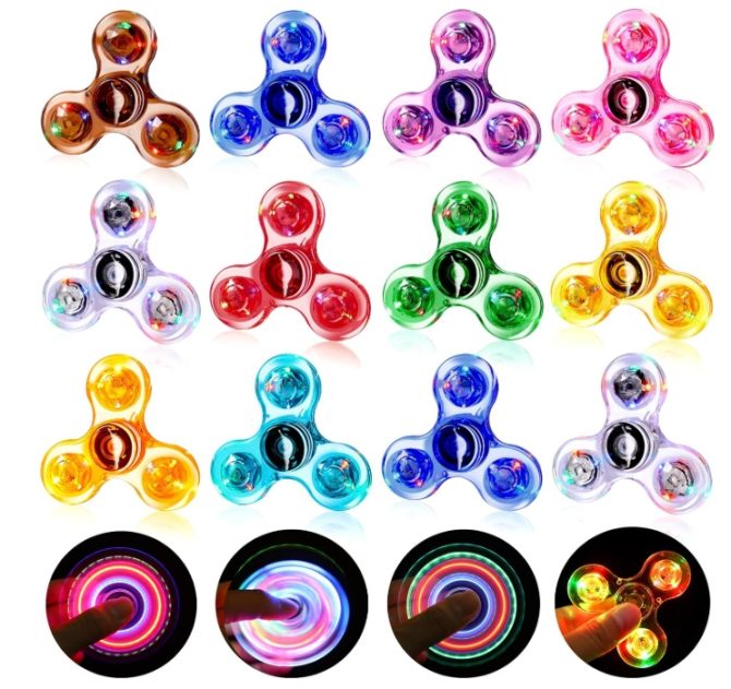 Gigilli 12 Packs Fidget Spinners for Kids Adults, Light up Party Favors for Kids 4-8-12 Goodie Bags Stuffers, ADHD Sensory Fidget Toys Bulk Glow in The Dark Party Supplies Fidgets for Classroom Prizes