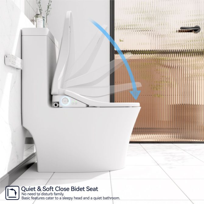 Smart Bidet Toilet Seat with Side Knob Adjustable Heated Seat with Water Temperature and Pressure Adjustment Portable Bidet with Automatic Nozzle Cleaning - Image 2