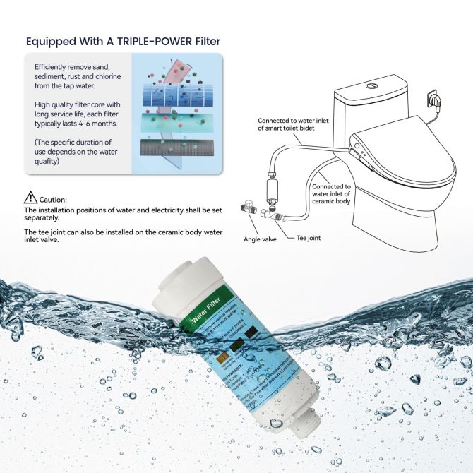 Smart Bidet Toilet Seat with Side Knob Adjustable Heated Seat with Water Temperature and Pressure Adjustment Portable Bidet with Automatic Nozzle Cleaning - Image 8