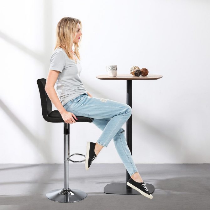 Bar Stools 1 Set of 2, Counter Height Bar Stools, Square Cushion Bar Stools with Back, Footstool, Cafe, Black, 2 pieces - Image 8