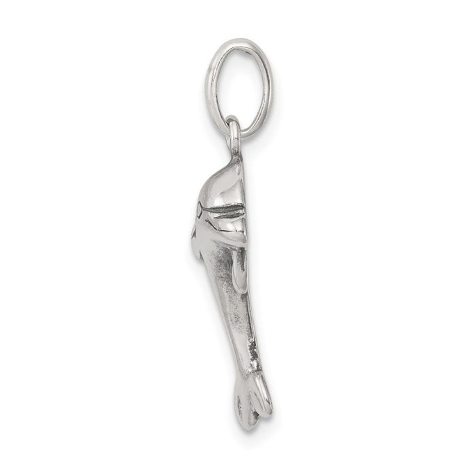 Sterling Silver Antiqued Dolphin Pendant - Image 2