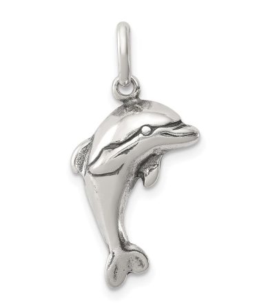 Sterling Silver Antiqued Dolphin Pendant