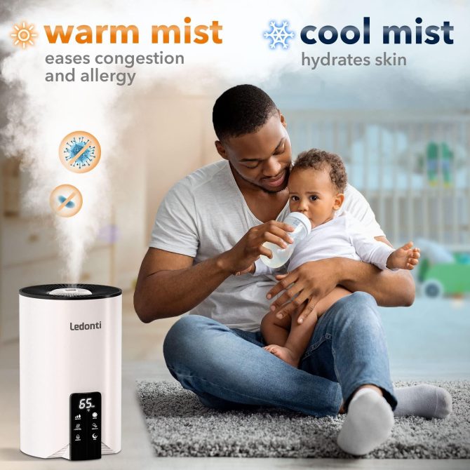 WiFi Control Humidifiers for Bedroom Dual Mist Cool Warm Humidifier 4L Big Capacity Top Fill Water Tank Quie Humidifier for Large Rooms Home Living Office Baby Ultrasonic Humidifier - Image 5