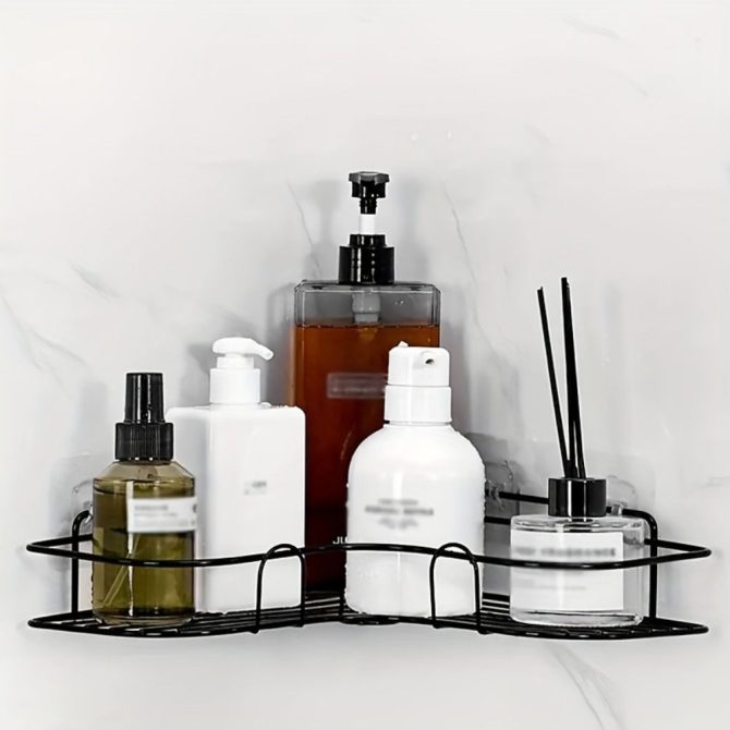 1pc Wall Mounted Bathroom Shelf, Shower Caddy Rack, No Punching Triangle Storage Rack For Bathroom Kitchen, Bathroom Accessories - Image 2