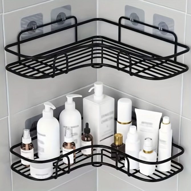 1pc Wall Mounted Bathroom Shelf, Shower Caddy Rack, No Punching Triangle Storage Rack For Bathroom Kitchen, Bathroom Accessories - Image 5