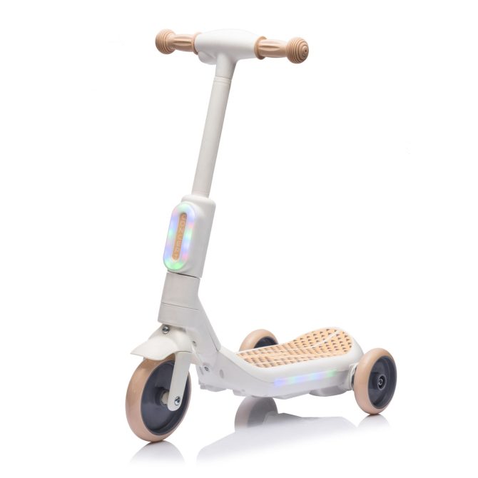 2in1 Kids Ride On Three-Wheel Electric Scooter,Tail Color Lights W/Spray,Wider Pedal,PU Wheels For Effective Floor Protection,Independent Light Switch With Music,One Button Acceleration For Kids 3+ - Image 3