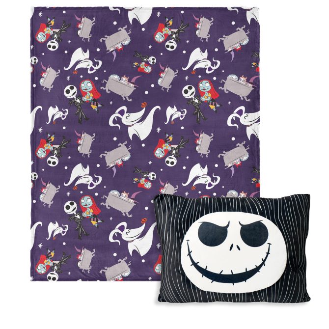 Disney Nightmare Before Christmas Jump Scare Silk Touch Throw Blanket with Plush Pocket Pillow - Image 2