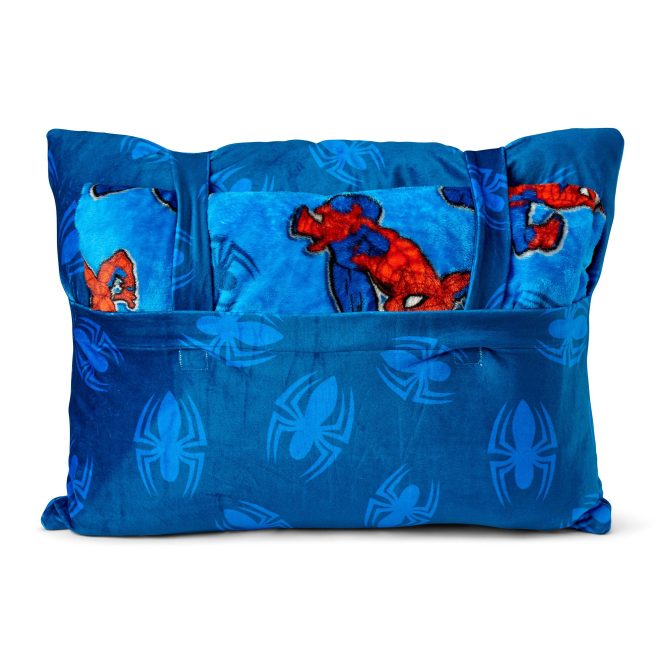 Marvel Spider-Man Web All Over Silk Touch Throw Blanket with Plush Pocket Pillow - Image 3
