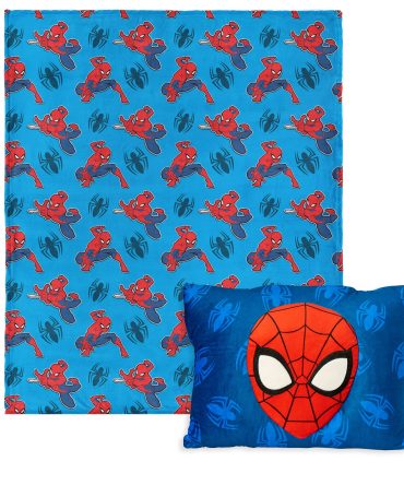 Marvel Spider-Man Web All Over Silk Touch Throw Blanket with Plush Pocket Pillow