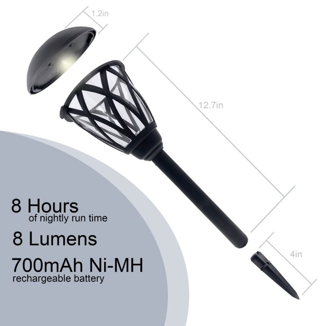 2 pack Solar Powered Black Lattice LED Landscape Pathway Light with Glass Lens, 8 Lumens - Image 3
