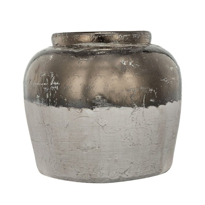 13x13x11" Round Sienna Brown Ceramic Accent Vase - Image 2