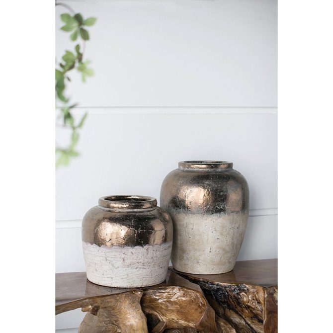 13x13x11" Round Sienna Brown Ceramic Accent Vase - Image 11