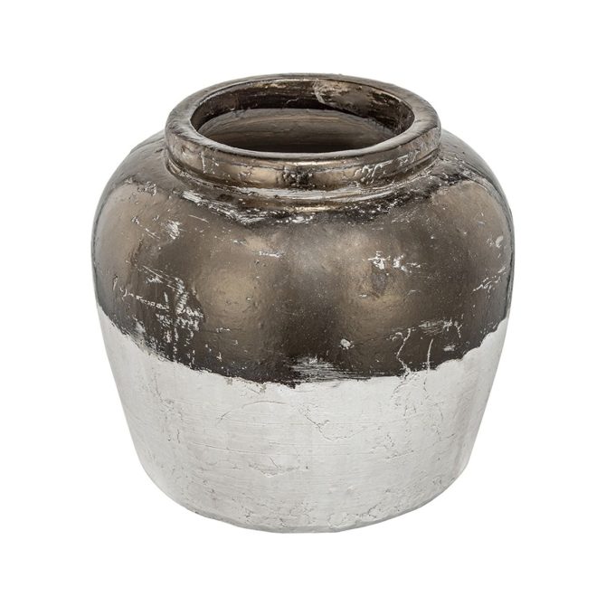 13x13x11" Round Sienna Brown Ceramic Accent Vase - Image 3