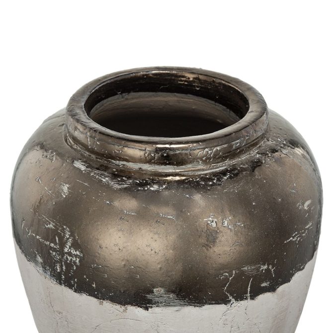 13x13x11" Round Sienna Brown Ceramic Accent Vase - Image 4