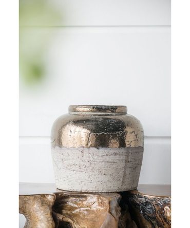 13x13x11" Round Sienna Brown Ceramic Accent Vase