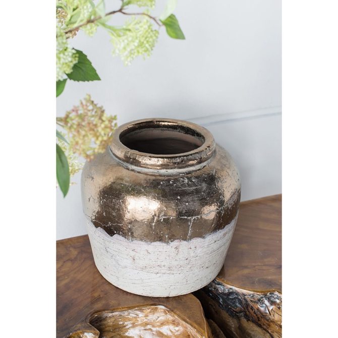 13x13x11" Round Sienna Brown Ceramic Accent Vase - Image 7