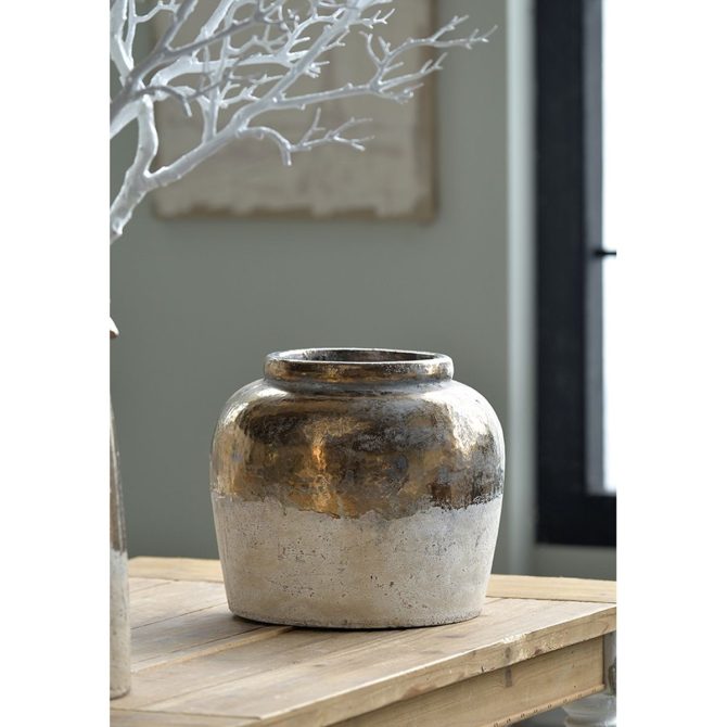13x13x11" Round Sienna Brown Ceramic Accent Vase - Image 9