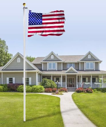 20 FT Sectional Flag Pole Kit Extra Thick Aluminum Flagpole with 1 Flag 2 Rope