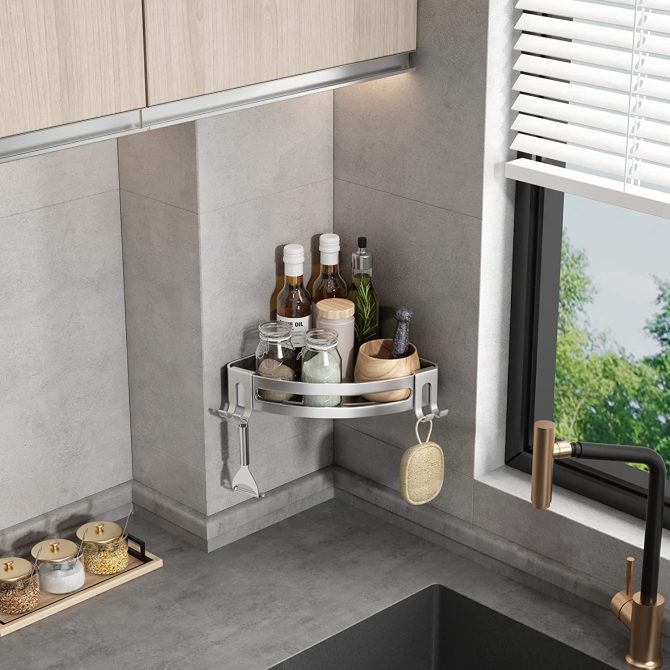 Shower Corner Shelf Caddy 2 Pack shower Organizer Corner No Drill Shower Storage Rust Proof Bathroom Corner Wall Shelf shampoo holder Silver - Image 5