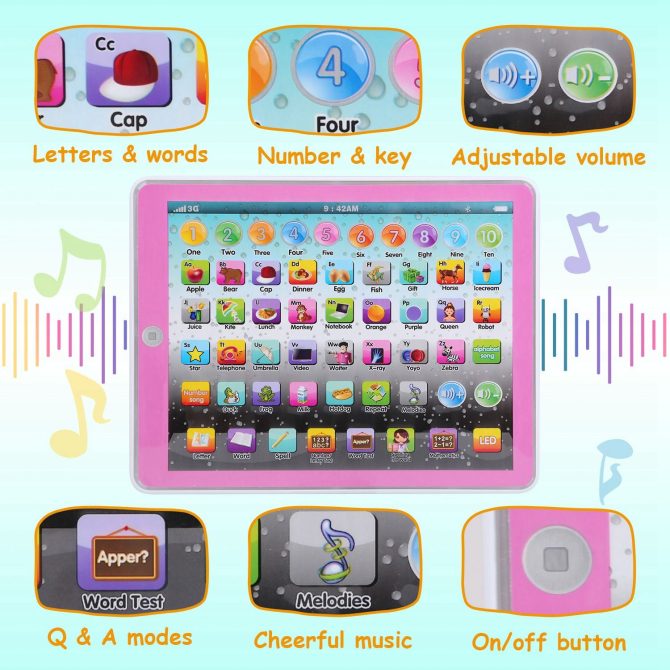 Kid Baby Toddler Tablet Toy Educational Learning Study Tablet Pad Gift for Aged 2 3 4 5 6 7 Girls Boys - Image 9