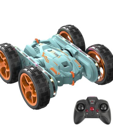 Kid Driving RC Stunt Car 7 Color Strip Light Dynamic Music Swing Arm Double-sided Rolling Remote Control Car Off Road 2.4GHz 4WD Rechargeable Racing Toy for Kids Aged 6+ Years Old