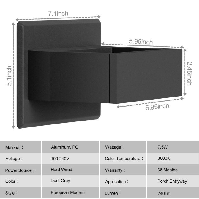 Inowel Wall Sconce LED Integrated Porch Light Modern Waterproof IP54 Wall Lamps Outdoor Up/Down Skeleton Light 17505 - Image 11