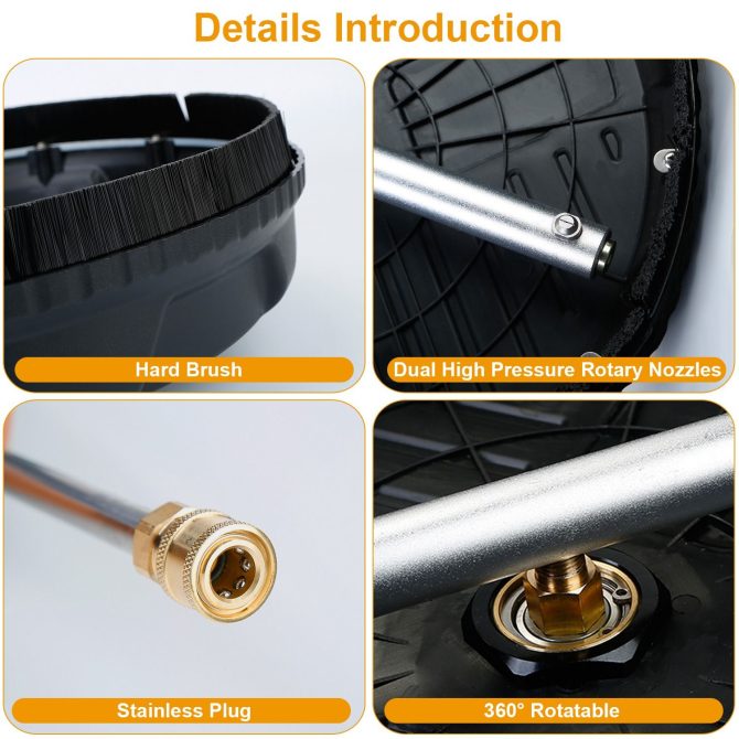 15in High Pressure Flat Surface Cleaner 4000PSI Disc Power Washer Broom - Image 2