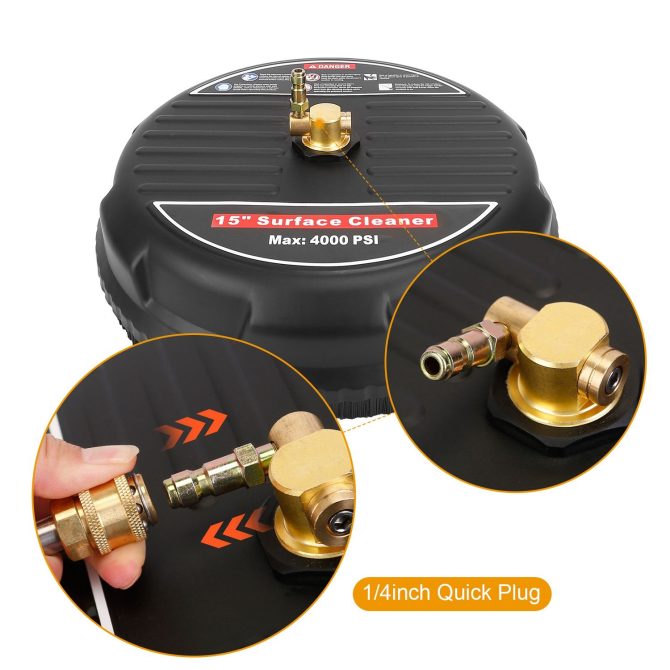 15in High Pressure Flat Surface Cleaner 4000PSI Disc Power Washer Broom - Image 4