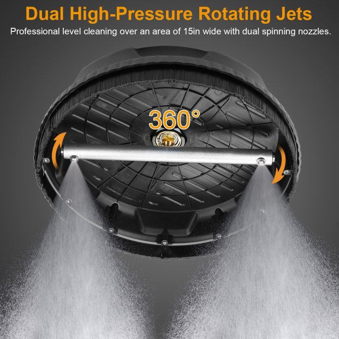 15in High Pressure Flat Surface Cleaner 4000PSI Disc Power Washer Broom - Image 5