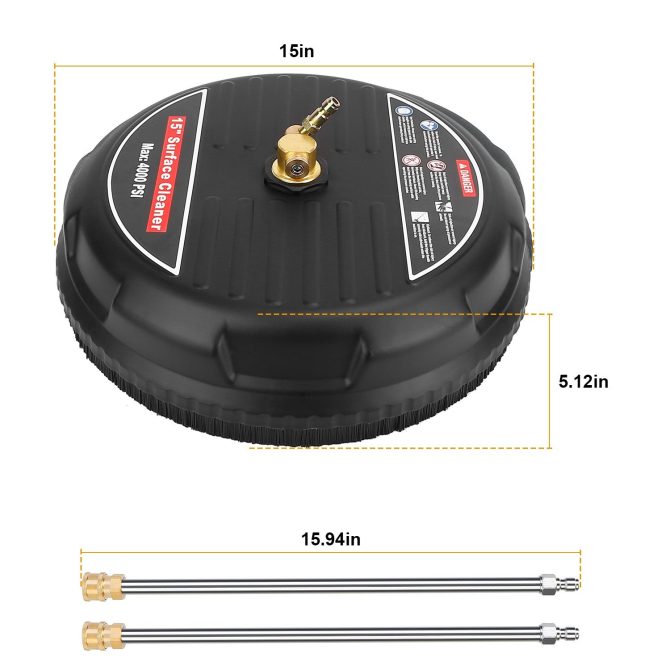 15in High Pressure Flat Surface Cleaner 4000PSI Disc Power Washer Broom - Image 7