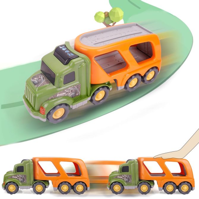 Toy Dinosaur for 2 3 4 Years Old Boys and Girls;  Car Transport Truck with Sound and Light;  6 Pack of 5'' Dinosaur Toys;  Educational Realistic Dinosaur Play Set - Image 8
