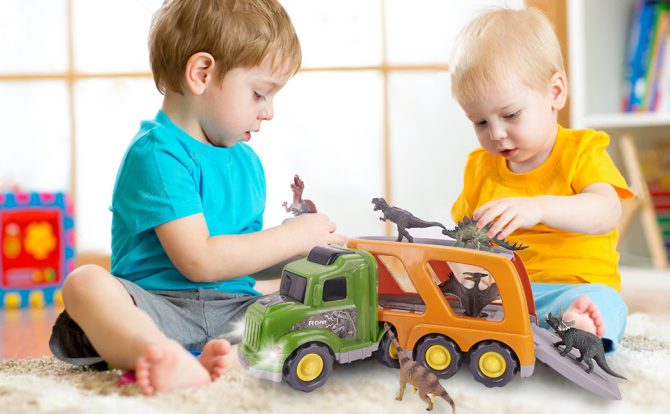 Toy Dinosaur for 2 3 4 Years Old Boys and Girls;  Car Transport Truck with Sound and Light;  6 Pack of 5'' Dinosaur Toys;  Educational Realistic Dinosaur Play Set - Image 9