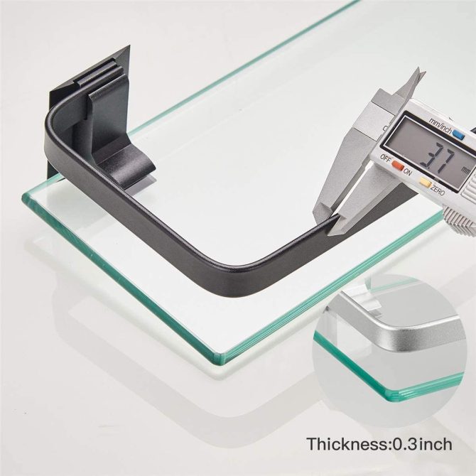 Glass Bathroom Shelf 15.7in Bathroom Shelf Wall Mounted Floating Glass Shelves with Towel Holder Glass Shower Shelf 2 Tier - Image 9
