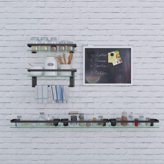 Glass Bathroom Shelf 15.7in Bathroom Shelf Wall Mounted Floating Glass Shelves with Towel Holder Glass Shower Shelf 2 Tier - Image 10