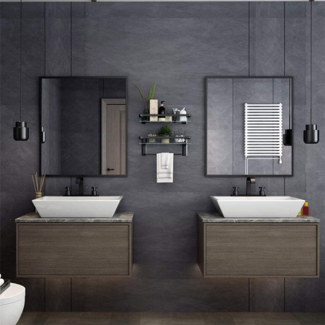 Glass Bathroom Shelf 15.7in Bathroom Shelf Wall Mounted Floating Glass Shelves with Towel Holder Glass Shower Shelf 2 Tier - Image 11
