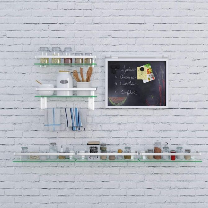 Glass Bathroom Shelf 15.7in Bathroom Shelf Wall Mounted Floating Glass Shelves with Towel Holder Glass Shower Shelf 2 Tier - Image 5