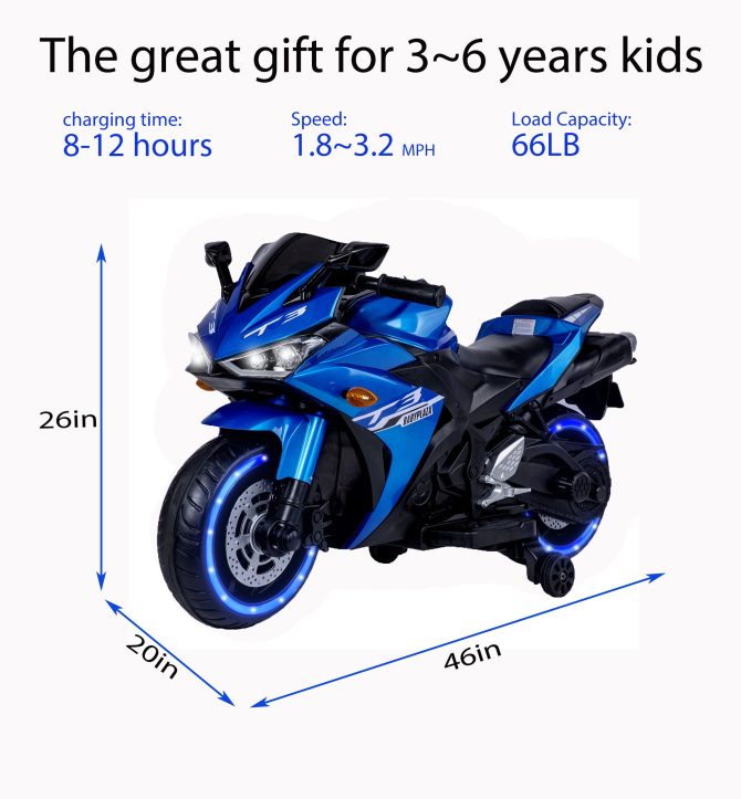 kids motorcycle,Tamco 12V motorcycle for kids 3 4 5 6 years Boys Girls 12v7ah kids motorcycle ride on toy with Training Wheels/manual throttle/ drive by hand /Lightting wheels - Image 2