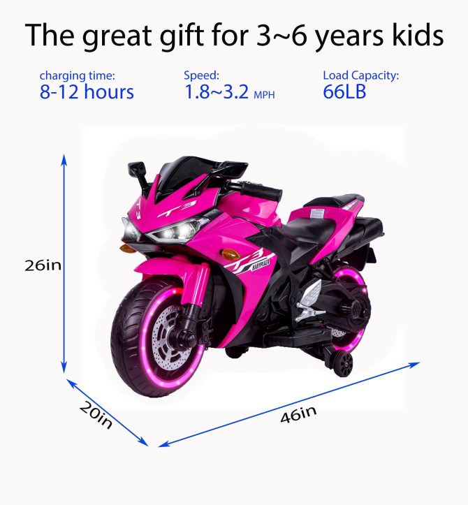 kids motorcycle,Tamco 12V motorcycle for kids 3 4 5 6 years Boys Girls 12v7ah kids motorcycle ride on toy with Training Wheels/manual throttle/ drive by hand /Lightting wheels - Image 2