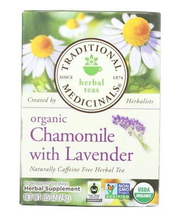 Traditional Medicinals Organic Chamomile With Lavender Herbal Tea - Caffeine Free - Case Of 6 - 16 Bags