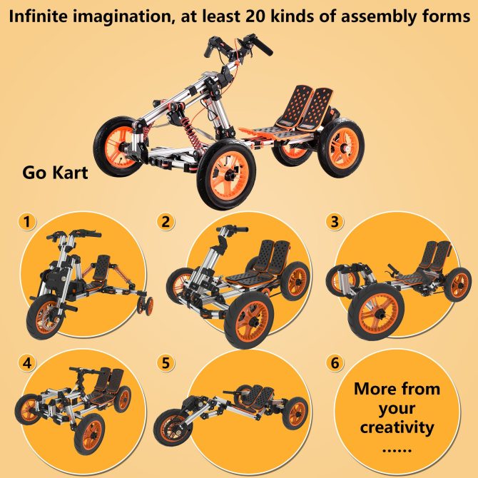 Modular design High-strength material electric innovation kart, more than 20 kinds of assembly methods, suitable for outdoor sports, parent-child interaction - Image 10