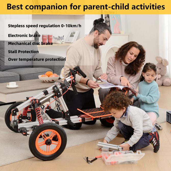 Modular design High-strength material electric innovation kart, more than 20 kinds of assembly methods, suitable for outdoor sports, parent-child interaction - Image 11