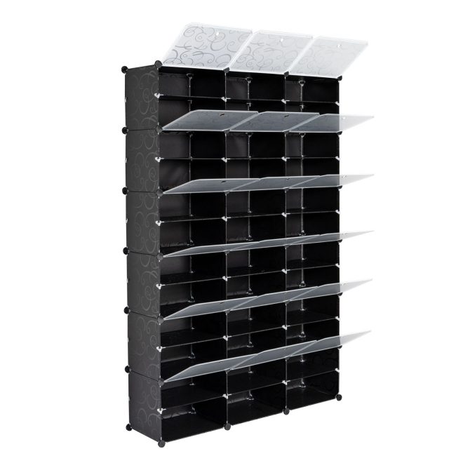 12-Tier Portable 72 Pair Shoe Rack Organizer 36 Grids Tower Shelf Storage Cabinet Stand Expandable for Heels, Boots, Slippers, Black - Image 11