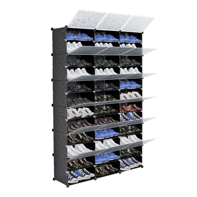 12-Tier Portable 72 Pair Shoe Rack Organizer 36 Grids Tower Shelf Storage Cabinet Stand Expandable for Heels, Boots, Slippers, Black - Image 7