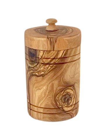 Olive Wood Spice Jar Salt Keeper w/Lid