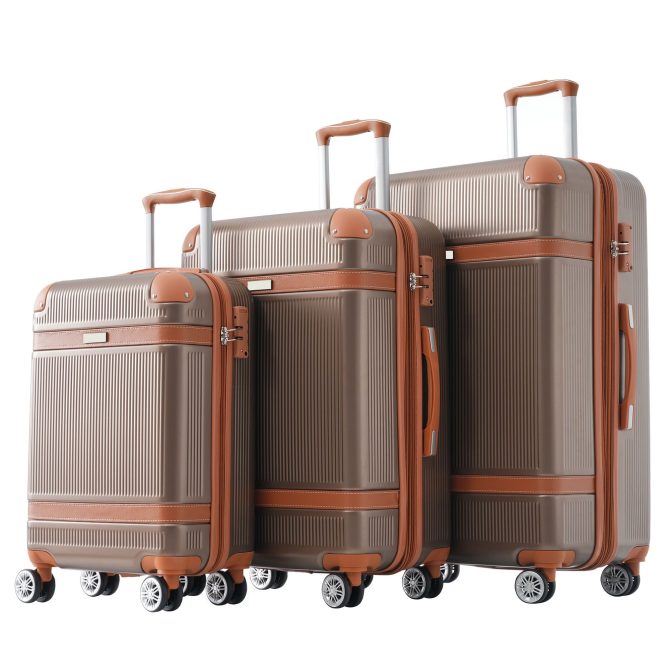 Hardshell Luggage Sets 3 Piece double spinner 8 wheels Suitcase with TSA Lock Lightweight 20''24''28'' - Image 2